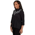thumbnail image 3 of Alfred Dunner Womens Petite Leaf Embroidered Rib Neck Top, 3 of 4