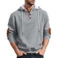 thumbnail image 1 of pstuiky camisa de manga larga para hombre, Blusa informal holgada de color liso con botones y cordón de moda para hombre, de manga larga, con capucha top de hombre m, 1 of 8