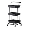 thumbnail image 2 of Clipop 3-Tier Utility Storage Cart,Lockable Wheels,Serving Trolley for Kitchen,Bathroom,Black, 2 of 10