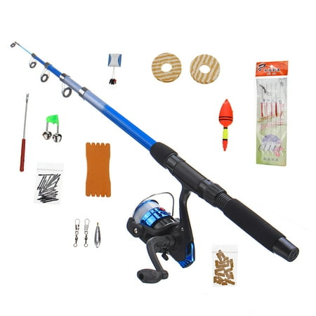 Telescopic Hook - Grtsunsea 13-IN-1 1.8m Fishing Rod and Reel Combo Full Kit Pole Spinning Reel Set Foldable Telescopic Fishing Rod + Spinning Reel String+ Hook Set Combos Fishing Kits