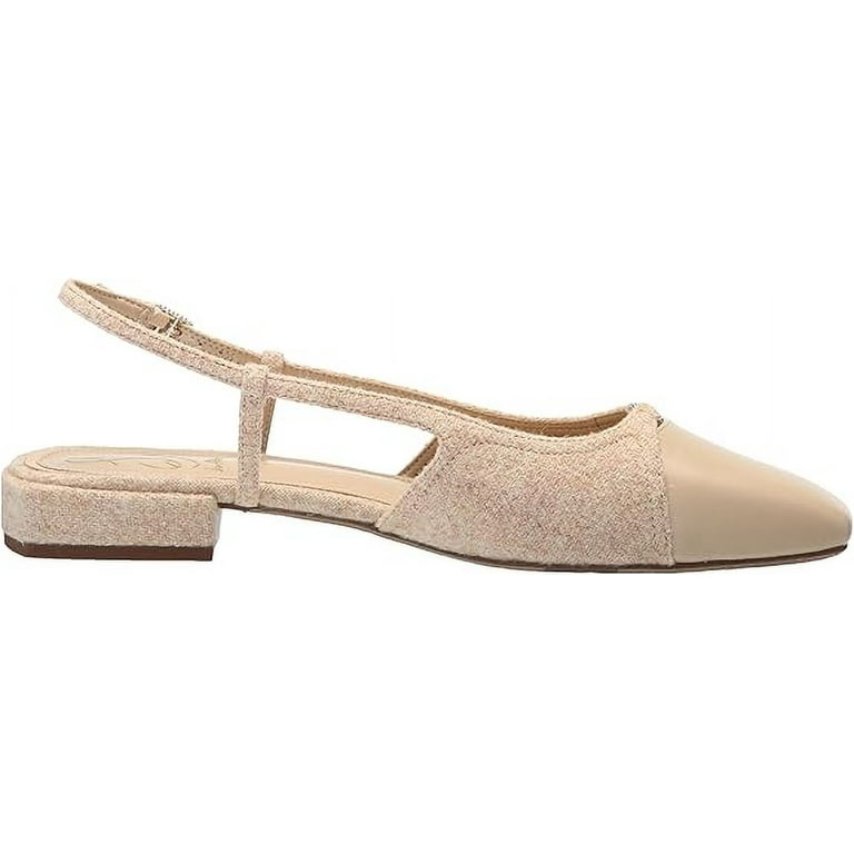 Sam Edelman Kara Beechwood/Oat Squared Toe Slingback Flats Sandals