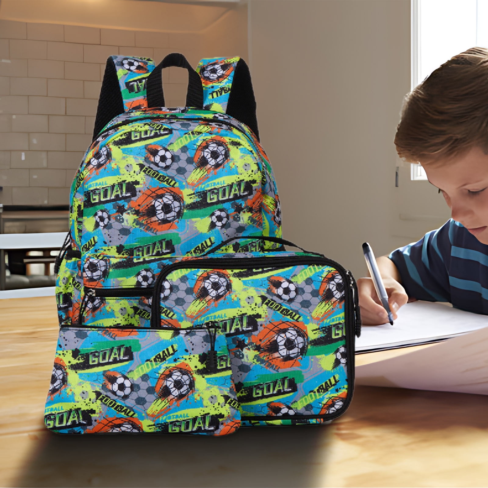 Backpack for Young Adults 3-Piece Set with Pencil Case Durable for 1-3 Grade Collage Users
