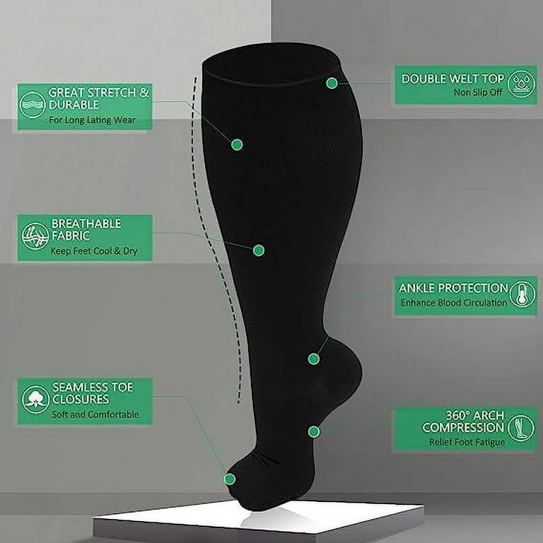 Plus Size Compression Socks for Women Men 20-30 mmHg 2xl 3xl 4xl