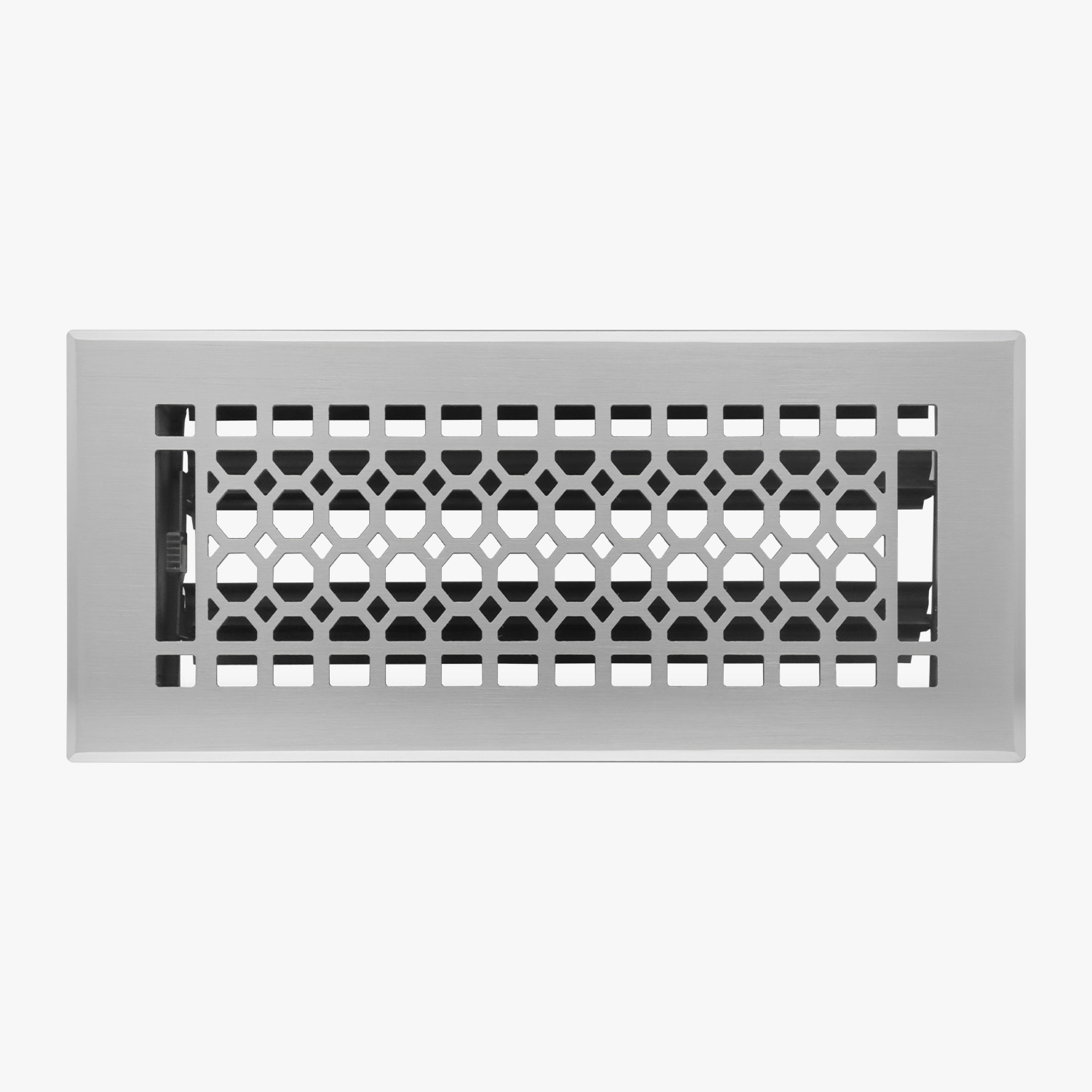 Naiture Louvered Floor Register, Honeycomb Style Stainless Steel with Damper or Lever, Duct Size 4" X 10" (Overall Size 5-1/4" X 11-5/8"), Brushed Nickel Finish