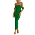 thumbnail image 1 of Vestido PRETTYGARDEN para mujer 2025, verano, hombros descubiertos, verde, XL, 1 of 9