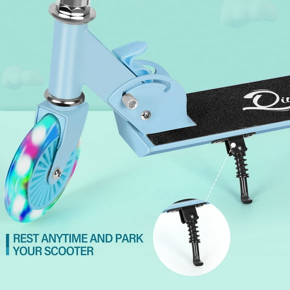 NEX Kick Scooter 2 Roues pour Enfants + LED S'Allume en Hauteur Réglable Bleu