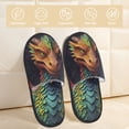 thumbnail image 2 of Fotbe Whimsical Dragon Color Cool Pantuflas Peludas para Mujer con Estampado, Zapatillas de Peluche, Zapatos de Invierno para Casa, Uso Interior y Exterior-Large, 2 of 8