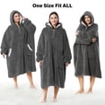 thumbnail image 7 of LONGHUSHAN Wearable Blanket Oversized Blanket Hoodie for Women Men , Soft Comfy Warm Sherpa Fleece Sweatshirt with Zipper and Deep Pockets, Winter Gifts Girlfriend Mom - Gray, 7 of 7