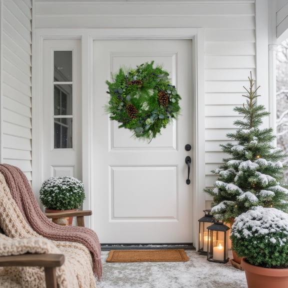 Northlight Real Touch™️ Eucalyptus and Pine Artificial Christmas Wreath - 28" - Unlit