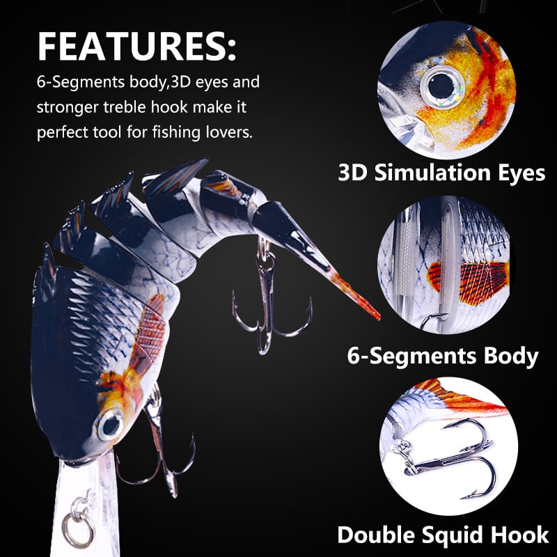 8PCS Multi Jointed Fishing Lures Swimbait Minnow Bait 6 Segment Crankbaits