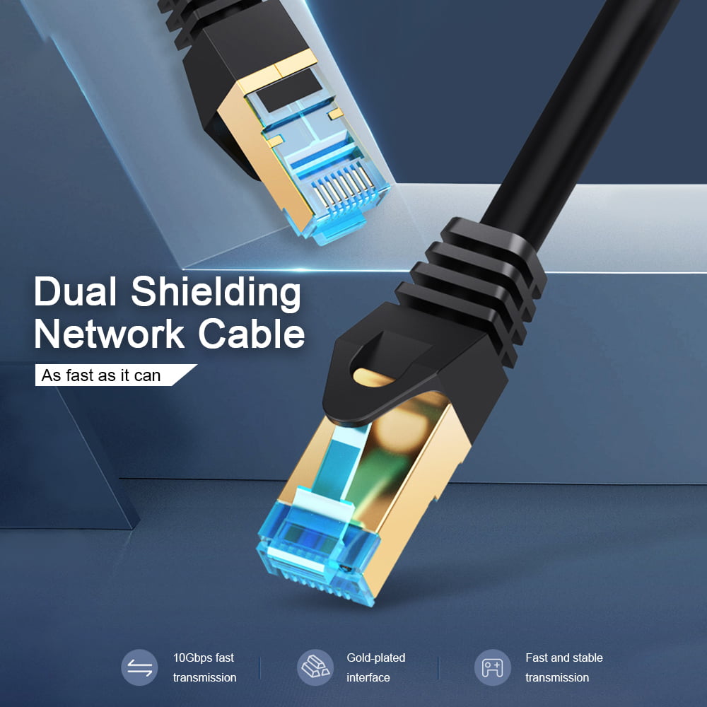 Docooler Cat 7 Ethernet Cable Gigabit Fast Speed Flat Network Cable RJ45 Dual Shielding Cable for Home Business VENTION 