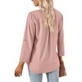 thumbnail image 5 of MOMOFEEL Women's Shirt Casual Long Sleeve Shirt V-neck Blouses Casual 3/4 Sleeve Tunic Tops(M9007 Pale Pink), 5 of 9