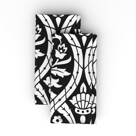 

Linen Cotton Canvas Dinner Napkins (Set of 2) - Arts Black White Damask Medieval Persian Renaissance Traditional 3C Print Cloth Dinner Napkins by Spoonflower
