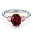 thumbnail image 3 of Gem Stone King 10K Two Tone Gold Red Rhodolite Garnet and Pink Lab Grown Diamond Engagement Ring for Women | 2.50 Cttw | Oval 9X7MM | Gemstone January Birthstone | Size 6, 3 of 6