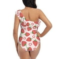 thumbnail image 5 of Pofeuu Strawberry Flower Print Women's One Piece Swimsuits One Shoulder Swimwear Asymmetric Ruffle Monokinis Bathing Suits-XX-Large, 5 of 6