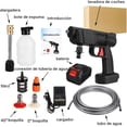 thumbnail image 3 of Pistola de Lavado de Alta Presión,500 PSI Hidrolavadora Inalambrica,con 3 Boquilla,5m Manguera y Kit de Batería de 24V y Cargador,para Limpieza de Exteriores de Automóviles, 3 of 6