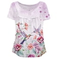 thumbnail image 4 of Chririnla Womens Shortt Sleeve Tops Floral Hummingbird Print Casual Blouses for Women Asymmetrical T Shirts Tunic Tops for Spring Summer, 4 of 6