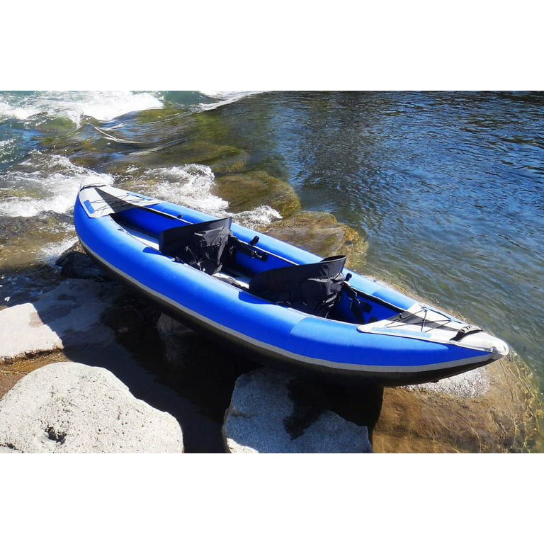 SOLSTICE Durango 1 to 2 Person Inflatable Fishing Kayak Boat W/ Fabric  Cover For Adults & Kids 11' X 37.5'' | Tandem 2 Adjustible Bucket Seats,  Bungee