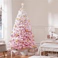 thumbnail image 3 of Yaheetech 6ft Flocked Artificial Christmas Tree with Foldable Stand, Pink Gradient, 3 of 7