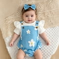 thumbnail image 4 of Tigivemen Newborn Baby Girl Clothes Bodysuit Romper and Flutter Sleeve Tops with Headbands Infant Summer Spring Outfits Sky Blue,6-9 Months, 4 of 5