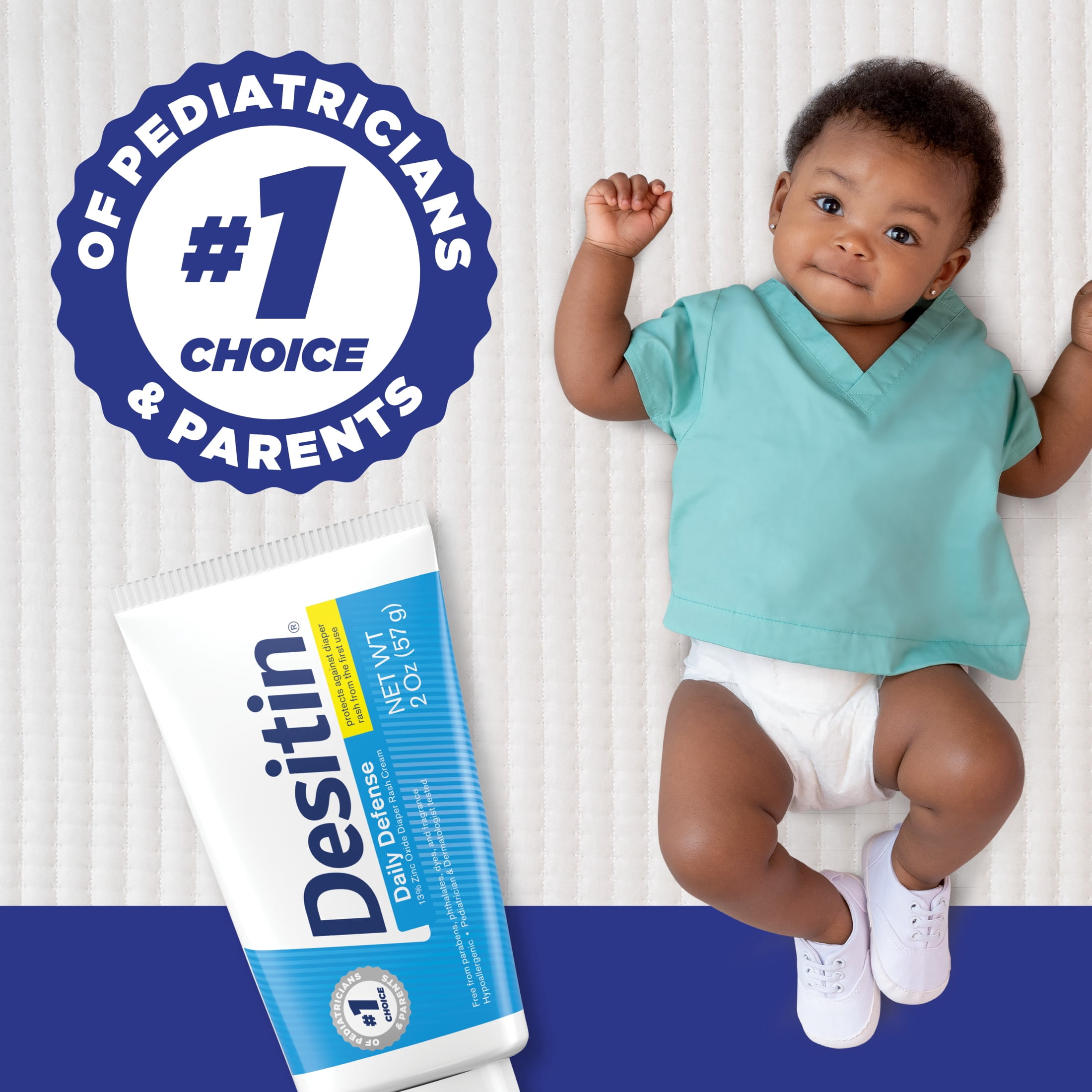 Desitin Daily Defense Baby Diaper Rash Cream, Butt Paste with Zinc Oxide, 4.8 oz