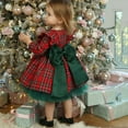thumbnail image 6 of URMAGIC Toddler& Baby Girls Red Plaid Christmas Dress Oversize Bow Bubble Gown Dress, 6 of 7
