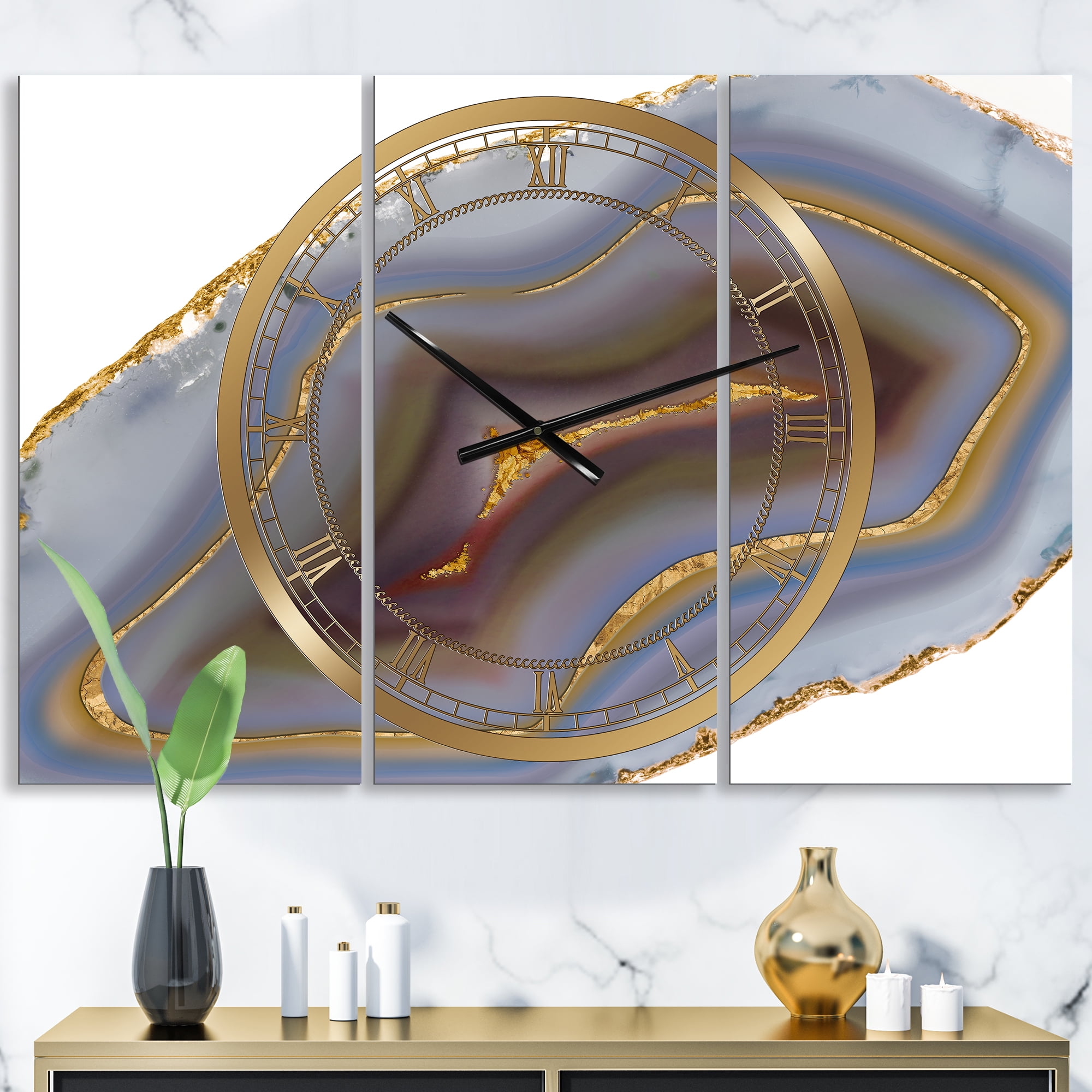Designart 'Golden Core Agate' Oversized Fashion Wall Clock