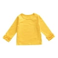 thumbnail image 2 of Dyfzdhu Toddler Girl Solid Color T-shirt Bow Lace Long Sleeve Crew Neck Top 0-5 Years Old, 2 of 4