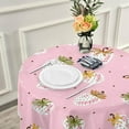 thumbnail image 6 of SKYSONIC Cute Strawberries Round Tablecloth 60inch Indoor Wrinkle Free, Pink White Circular Lace Table Cover Washable for Kitchen Party BBQ Dining Decor, 6 of 7