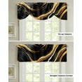 Tie Up Valance for Windows Marble Gold Texture Black Kitchen Valance
