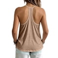 thumbnail image 5 of Women's Spaghetti Strap Sleeveless Tank Tops with Built in Bra Racerback Loose Flowy Beach Camis Lightweight Casual Summer Blouses Khaki, 5 of 6