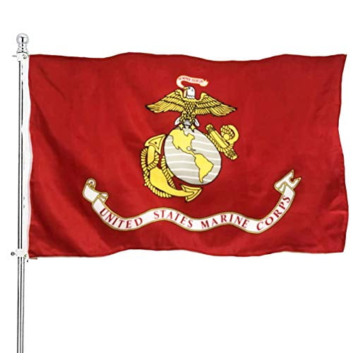 3x5 USMC Marines Marine Corp Red 2ply Flag White Pole Kit Set 3'x5' 