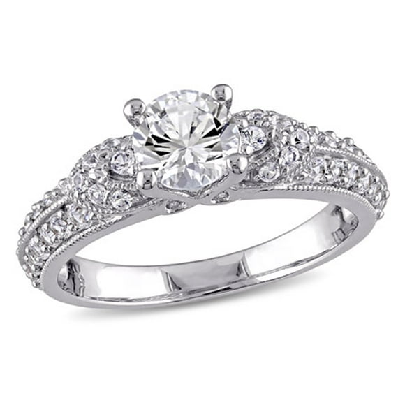 Miabella Created White Sapphire Engagement Ring in Sterling Silver