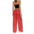 thumbnail image 4 of Livrdious Womens Sequin Pants Wide Leg Sparkly Shiny Pants High Waist Baggy Party Club Dance Glitter Trousers Pants for Women, Red, 4 of 8