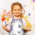 thumbnail image 2 of Purple Flower Butterfly Pattern Kids Aprons for Girls and Boys,Adjustable Neck Strap Toddler Aprons for Kids Cooking Baking, 2 of 6