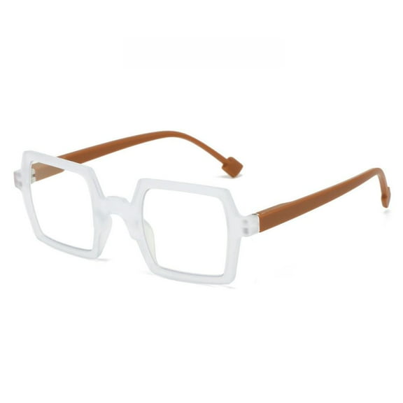 Mens White Brown Personalized Oversized Square Reading Glasses Womens Spring Hinge Blue Light Blocking Readers  1.50