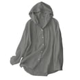 thumbnail image 2 of VBVC Women's Cotton Linen Button Down Shirts , Ladies' Long Sleeve Hooded Tops , Casual Drawstring Hoodies For Women, M-2XL, 2 of 9