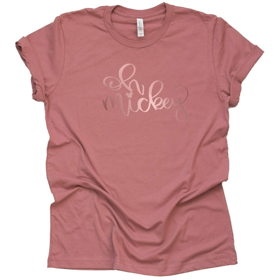 Oh Mickey Rose Gold T-Shirt, Metallic Rose Gold Shirt, Mickey Shirt for Adult Women Ladies Tshirt (Large)
