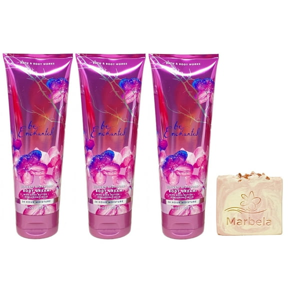 Bath & Body Works Be Enchanted 3 Pack Body Cream Bundle with a Himalayan Salts Springs Bar Soap - Full Size