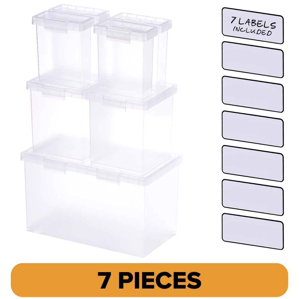 Bostitch Konnect, Nest Box, Small, Medium & Large Containers, Plastic, Stackable, Bundle, Clear, 7 Count