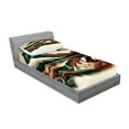 thumbnail image 2 of Ambesonne Lake Fitted Sheet & Pillow Sham Set, Peaceful Meadow Scene Woods, Twinxl, Hunter Green Pale Redwood, 2 of 2