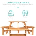 thumbnail image 5 of Best Choice Products 6-Person Circular Outdoor Wooden Picnic Table w/ 3 Built-In Benches, 500lb Capacity - Natural, 5 of 9