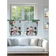 thumbnail image 4 of Christmas Snowma Sheer Curtains 54 Inch Long 2 Panels, Cute Cartoon Snowman Pine Leaf Bird Blue Light Filtering Rod Pocket Semi Sheer Curtains, Sheer Voile Drapes for Living Room Bedroom, 52"x54", 4 of 5