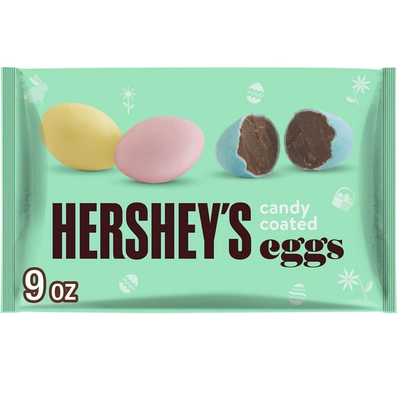 HERSHEY'S Candy Coated Milk Chocolate Eggs, Easter Candy Bag, 9 oz
