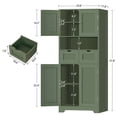 thumbnail image 3 of 57.8" H Tall Bathroom Storage Cabinet with 2 Drawers & 2 Adjustable Shelves, Floor Cabinet with 4 Doors, Tall Cabinet for Living Room, Dining Room, Entryway, Forest Green, 3 of 10
