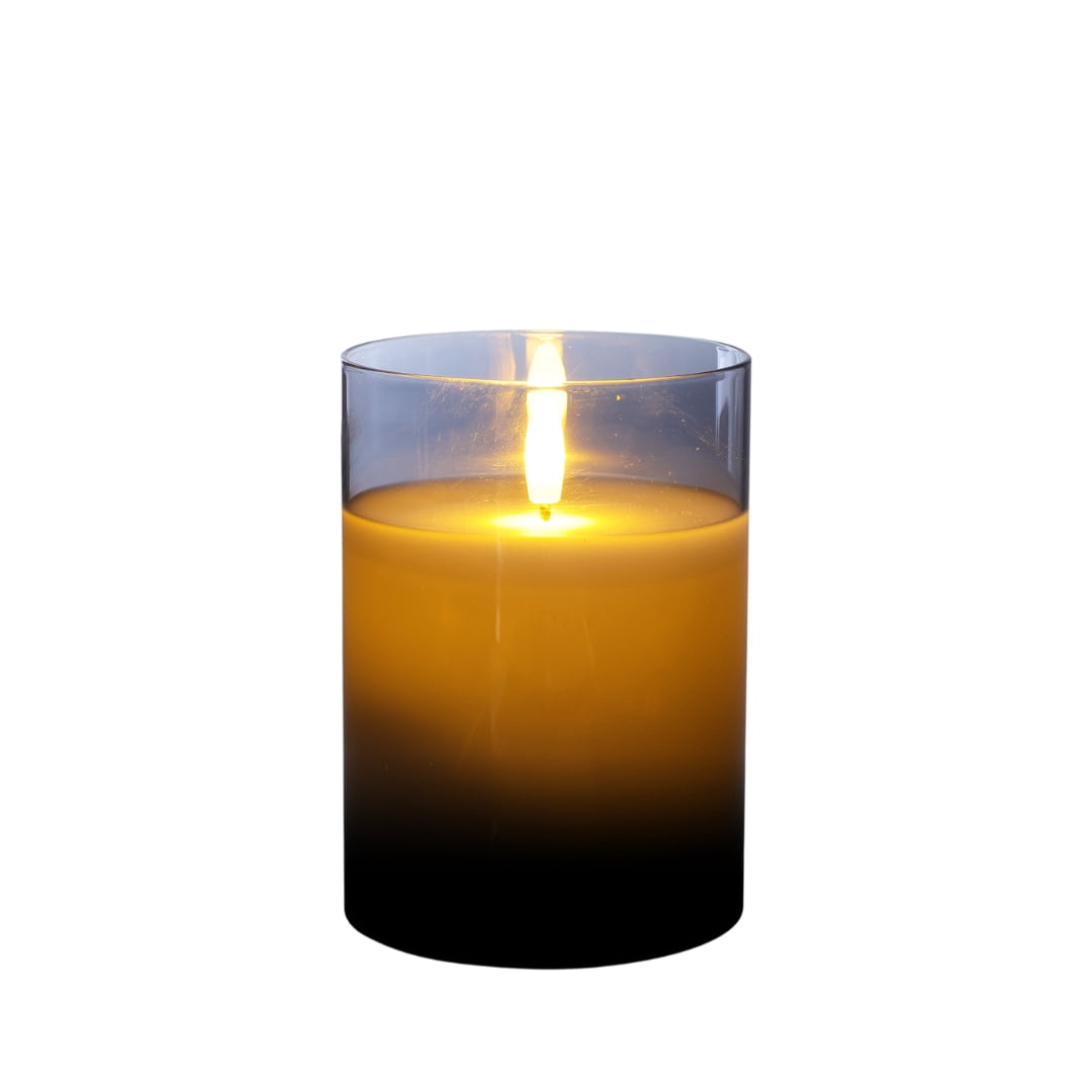 LumiPur Premium Design Series Glass Flameless LED Candle 3.5" x 5", Silver