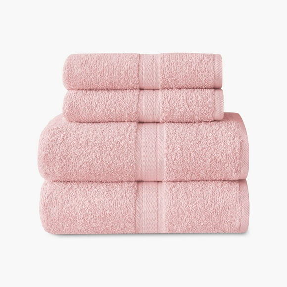 Ensemble de 4 pièces Mainstays Basics, 2 serviettes de bain, 2 serviettes à main, rose