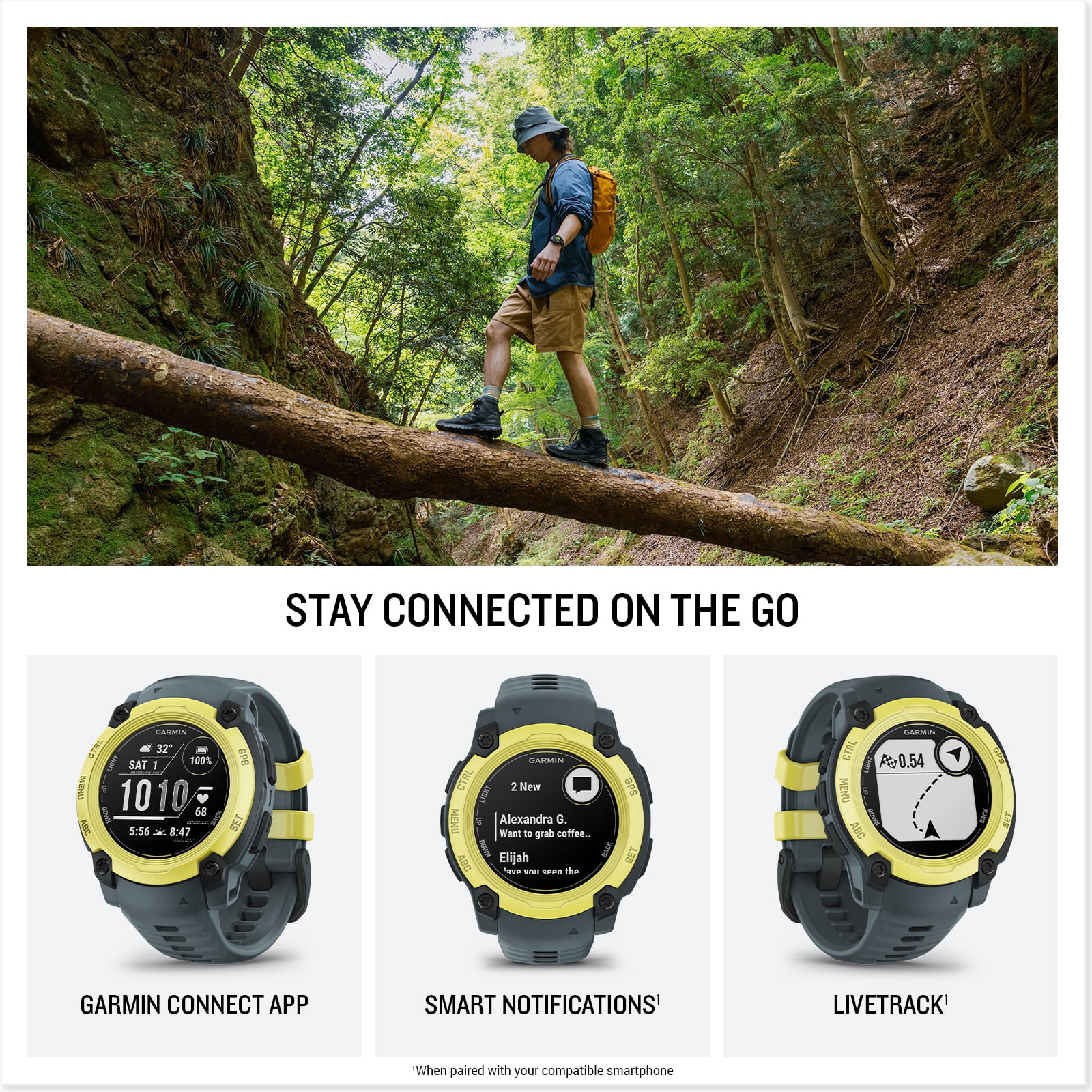 Garmin Instinct E 40mm, Outdoor GPS Smartwatch Electric Lime/Twilight 010-02932-01 Health, Fitness and Tactical Smart Watch Bundle