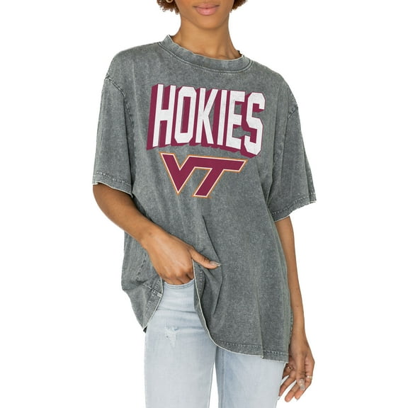 Women's Gameday Couture Gray Virginia Tech Hokies Solid Defense Oversized T-Shirt