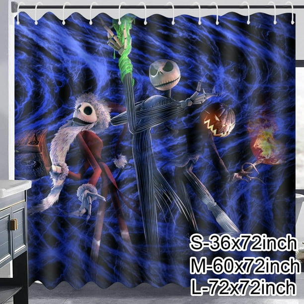The Nightmare Before Christmas Shower Curtain with 12 Hooks,Waterproof Shower Curtain and 12